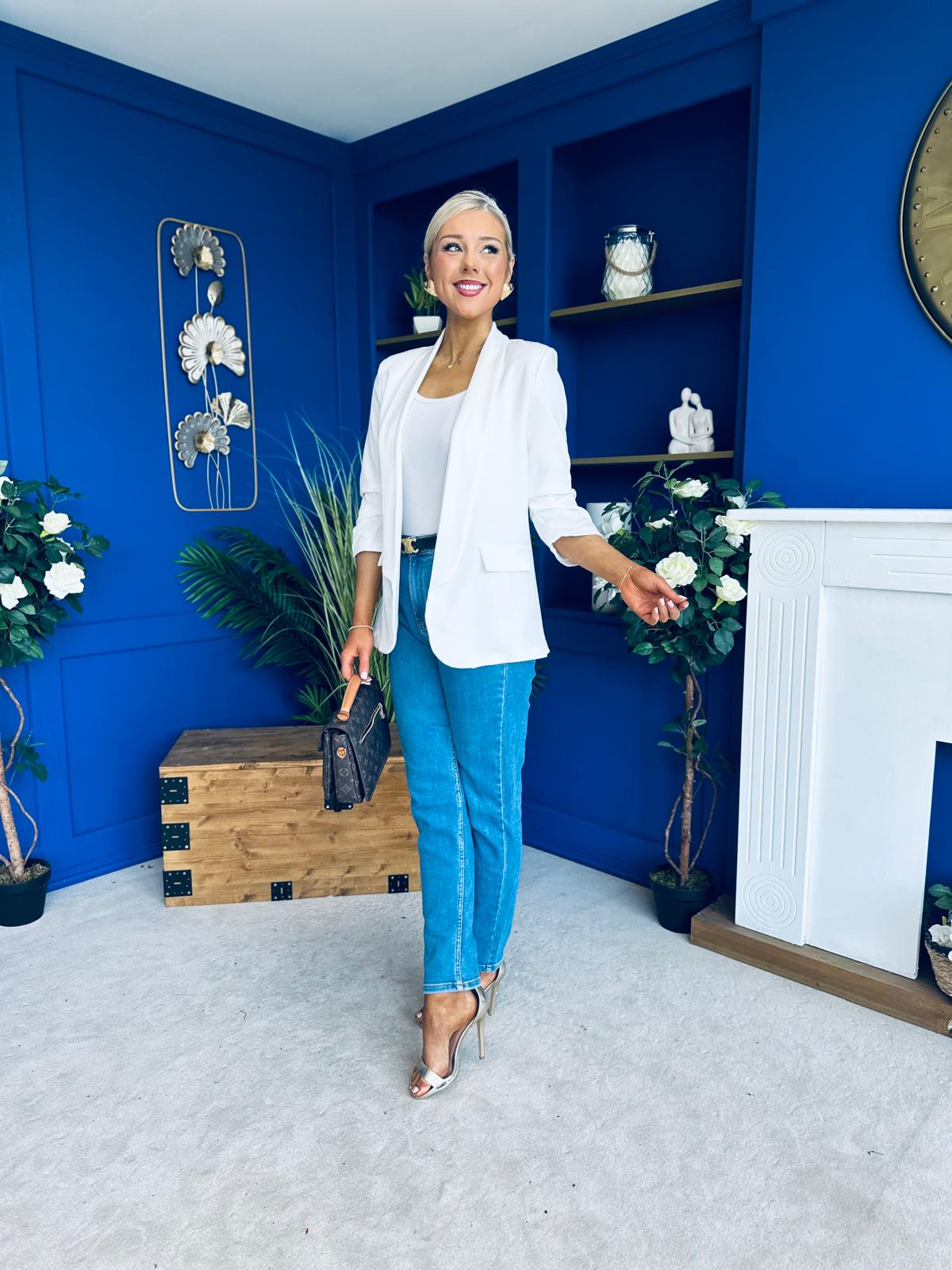 Evelyn Detailed Blazer White
