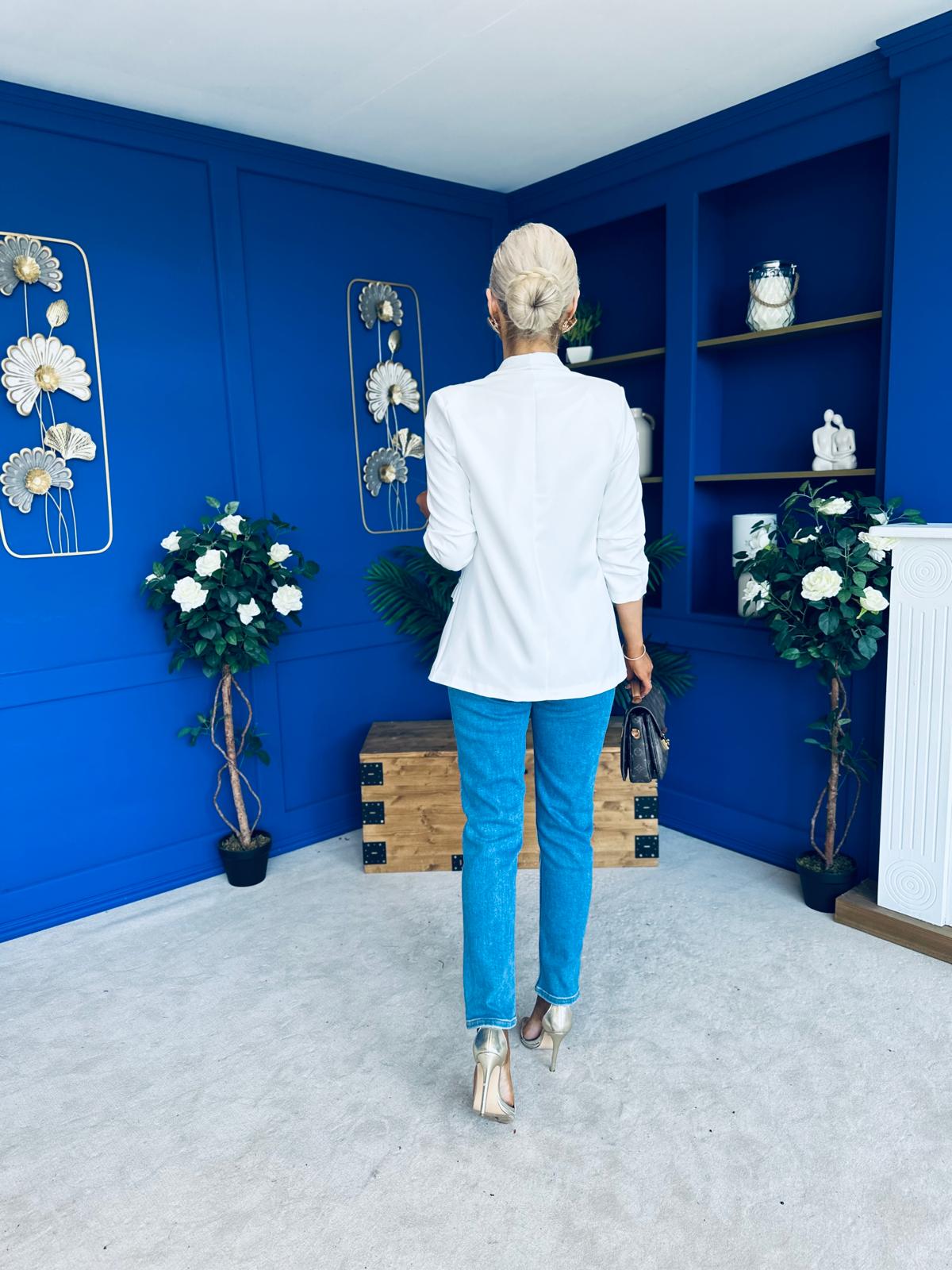 Evelyn Detailed Blazer White
