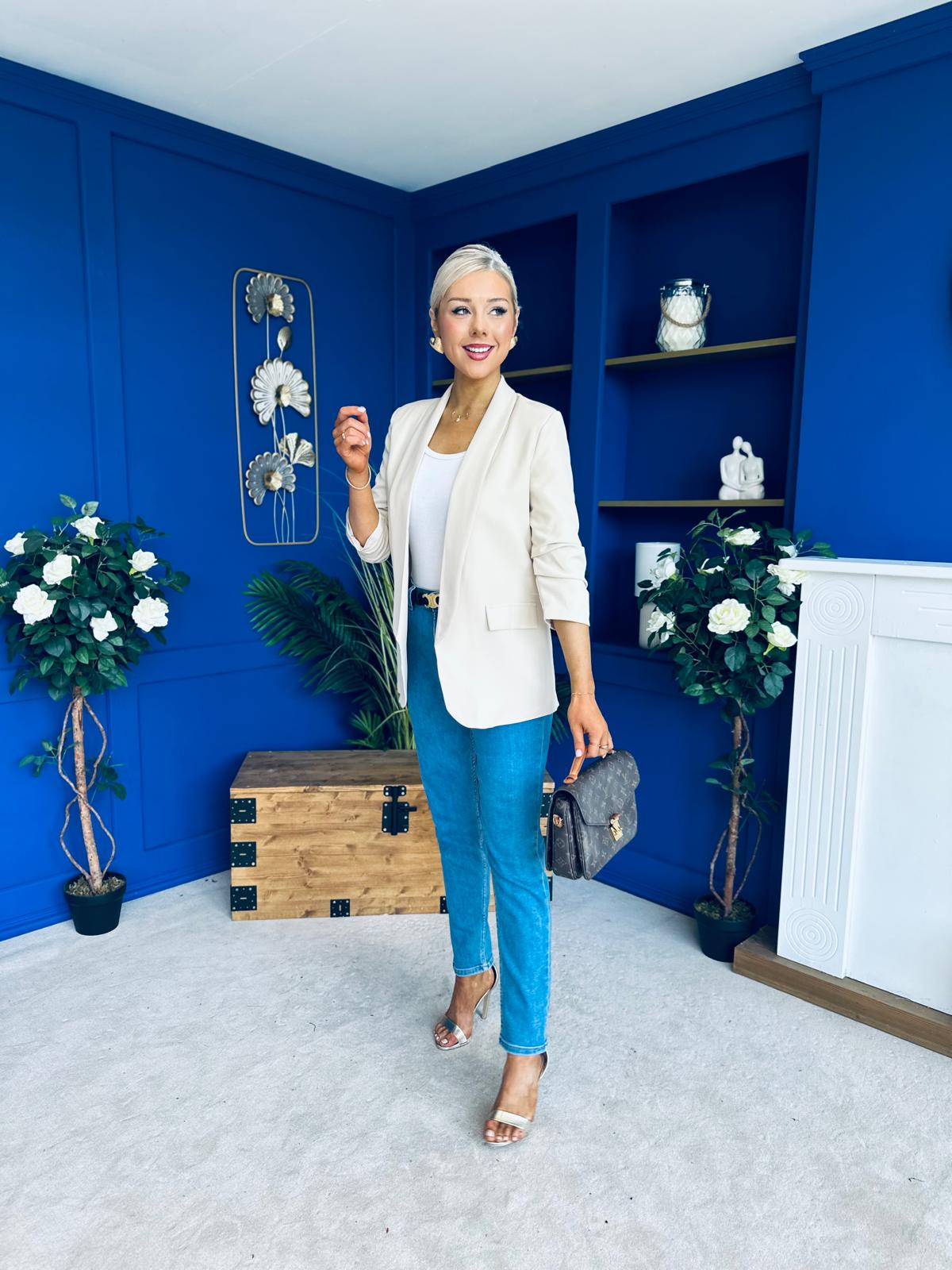 Evelyn Detailed Blazer Beige