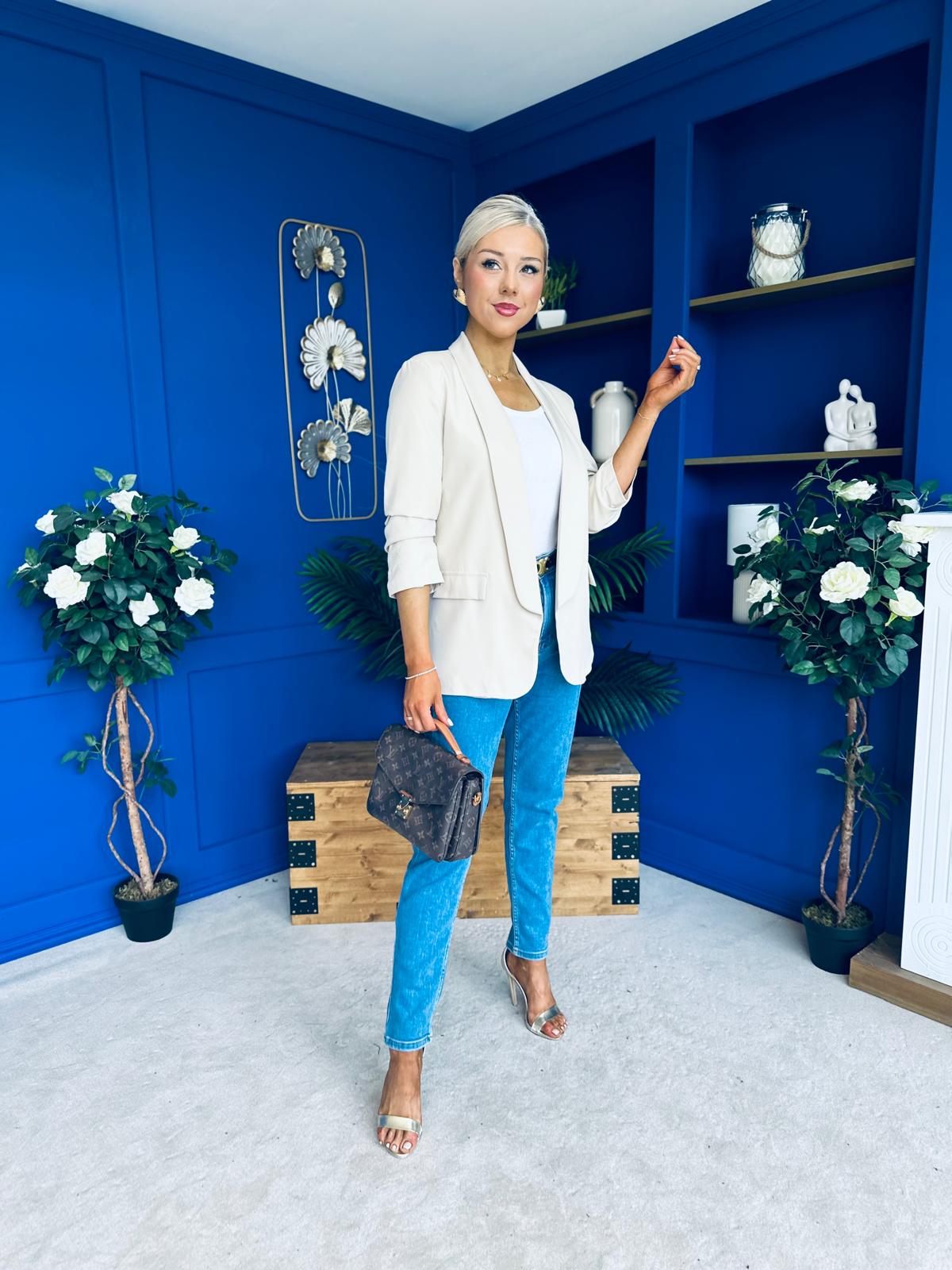 Evelyn Detailed Blazer Beige