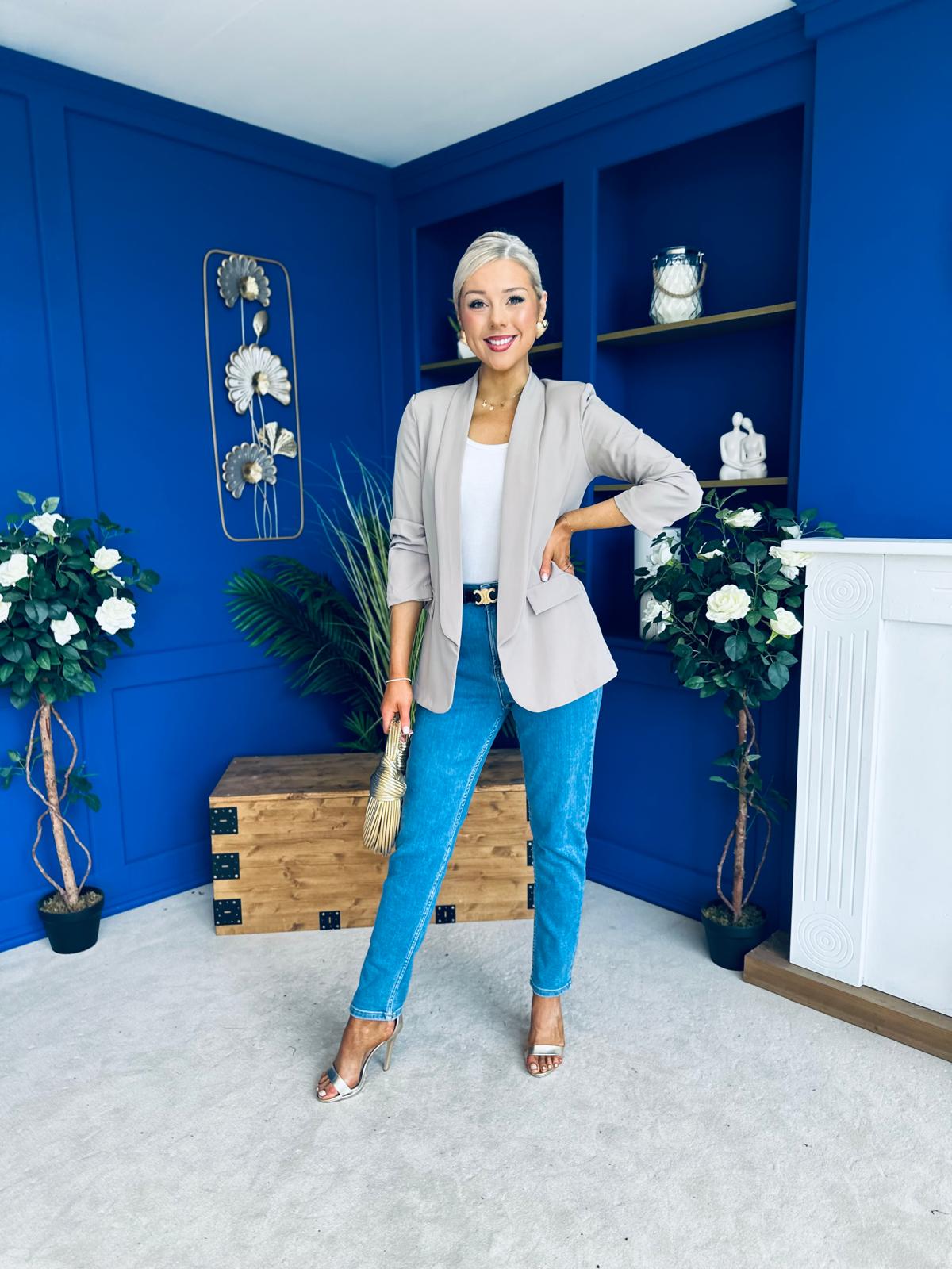 Evelyn Detailed Blazer Taupe