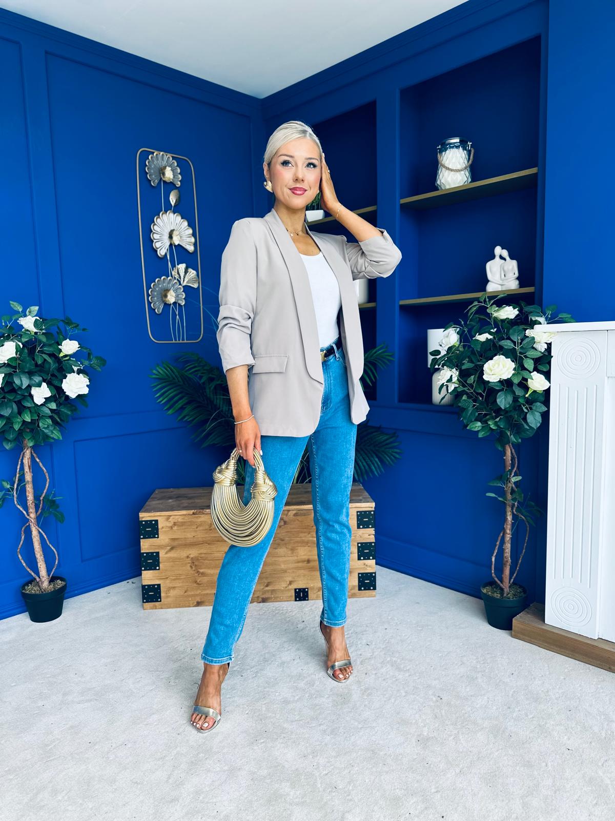 Evelyn Detailed Blazer Taupe