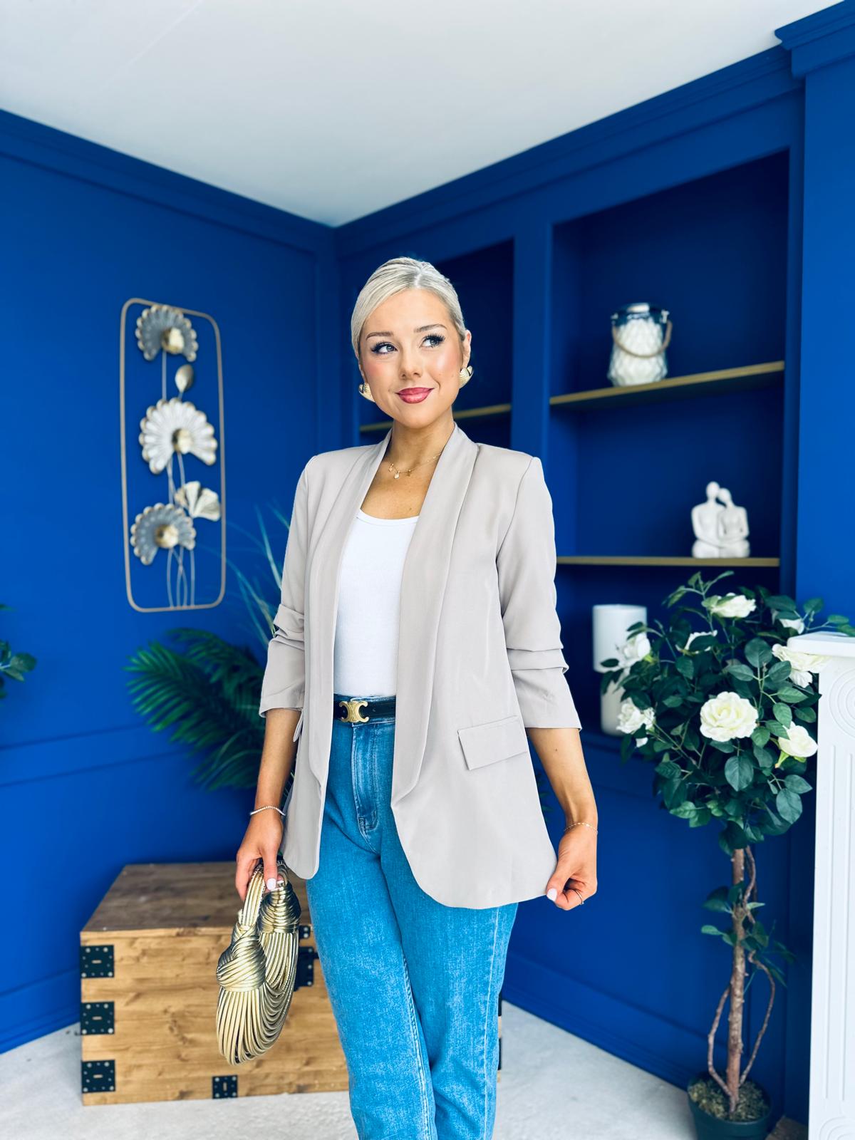 Evelyn Detailed Blazer Taupe