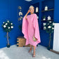 Megan Cape Detail Occasion Dress Pink