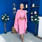 Megan Cape Detail Occasion Dress Pink