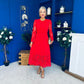 Tiffany Crochet Detail Occasion Dress Red