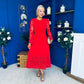Tiffany Crochet Detail Occasion Dress Red