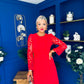 Tiffany Crochet Detail Occasion Dress Red