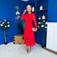 Tiffany Crochet Detail Occasion Dress Red