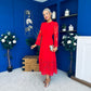 Tiffany Crochet Detail Occasion Dress Red