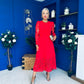 Tiffany Crochet Detail Occasion Dress Red