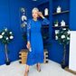 Tiffany Crochet Detail Occasion Dress Cobalt