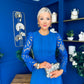 Tiffany Crochet Detail Occasion Dress Cobalt