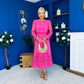 Tiffany Crochet Detail Occasion Dress Pink