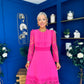 Tiffany Crochet Detail Occasion Dress Pink