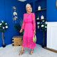 Tiffany Crochet Detail Occasion Dress Pink