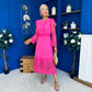 Tiffany Crochet Detail Occasion Dress Pink