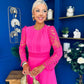 Tiffany Crochet Detail Occasion Dress Pink