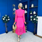 Tiffany Crochet Detail Occasion Dress Pink