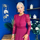 Tiffany Crochet Detail Occasion Dress Wine