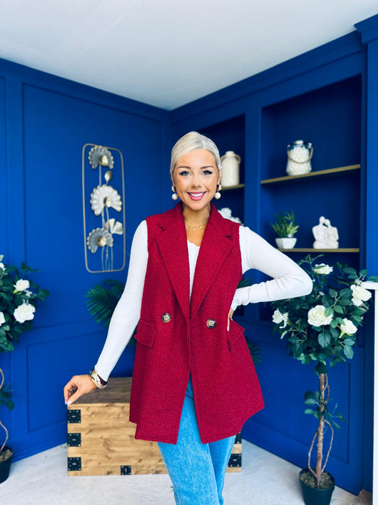 Ruth Longline Gilet Wine