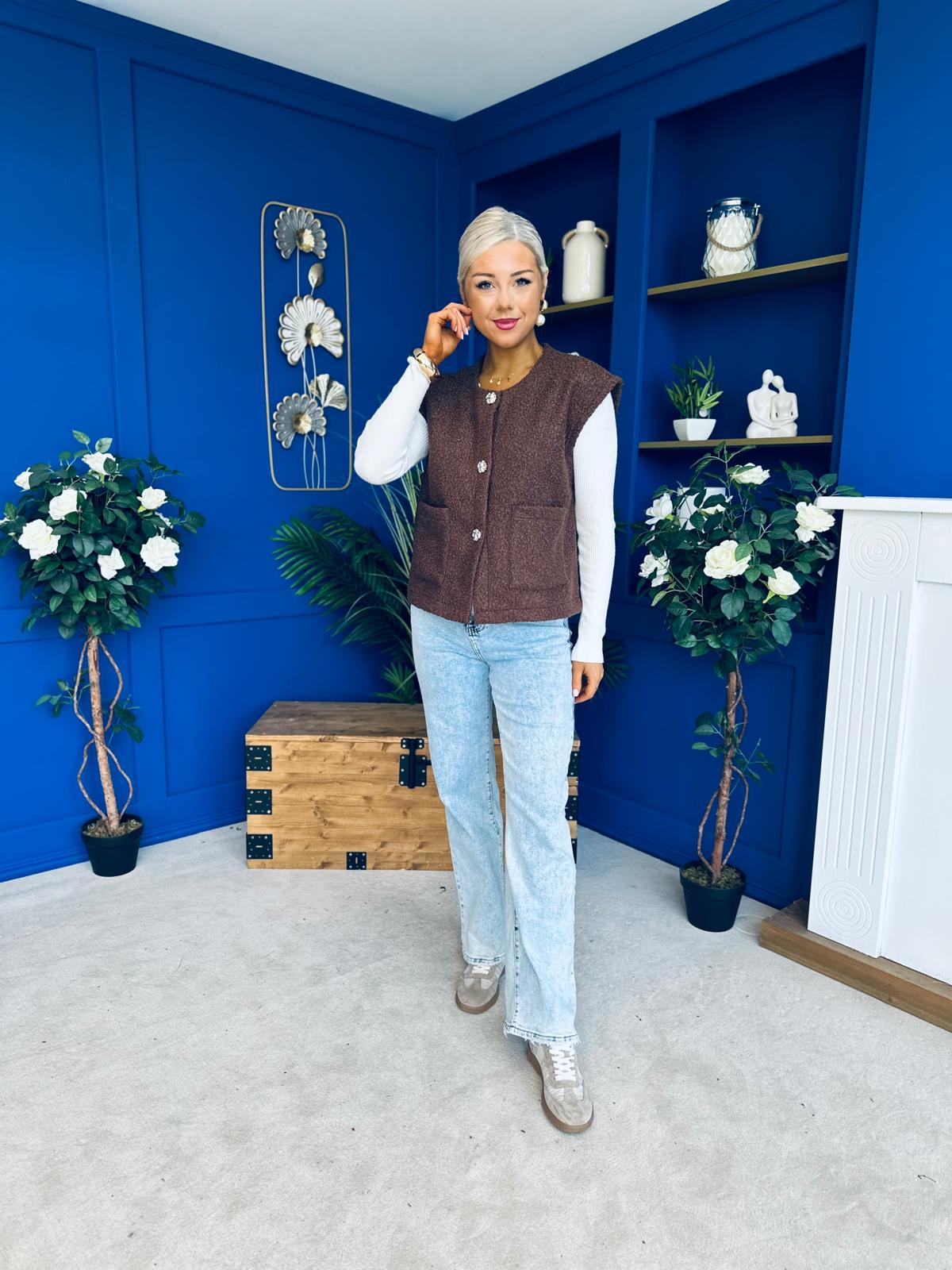 Aislinn Button Detail Gilet Coco