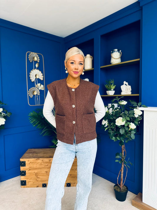 Aislinn Button Detail Gilet Coco