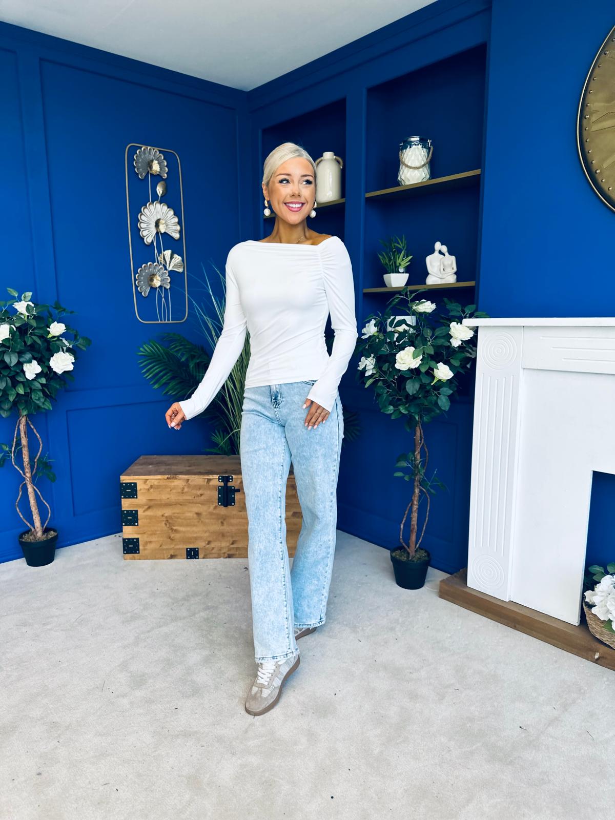 Ciara Shoulder Detailed Top White