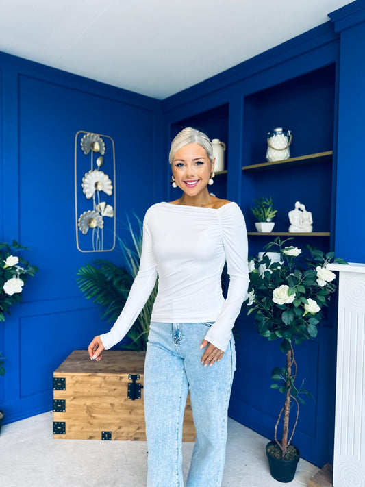 Ciara Shoulder Detailed Top White