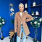 Rachel Button Detail Coat Camel