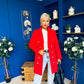 Rachel Button Detail Coat Red
