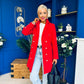 Rachel Button Detail Coat Red