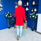 Rachel Button Detail Coat Red