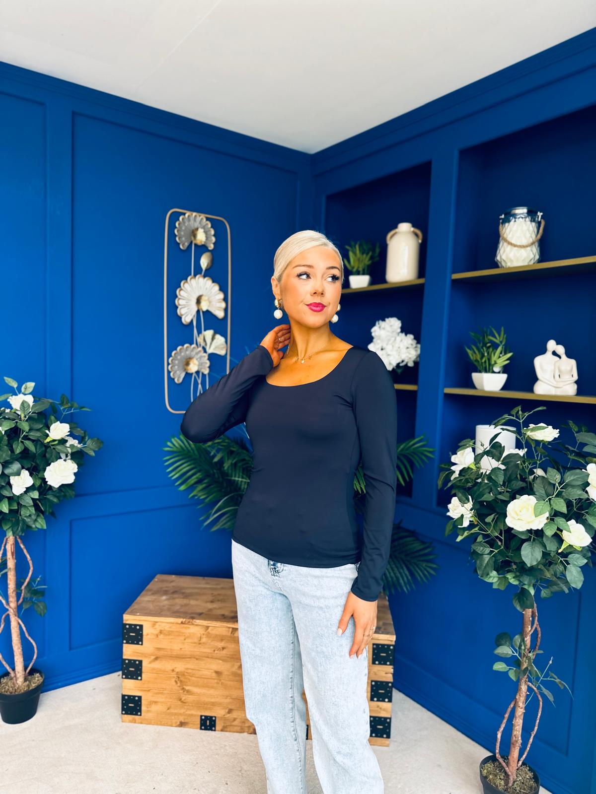 Niamh Long Sleeve Top Navy
