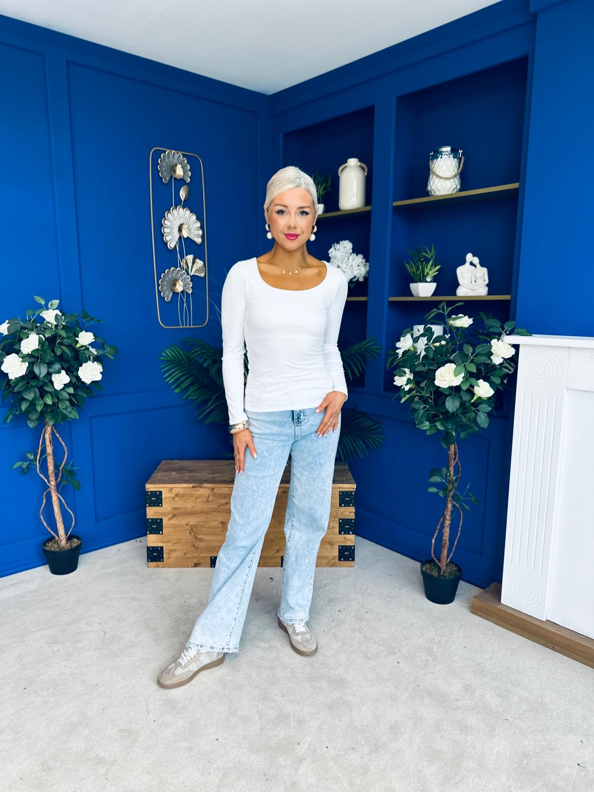 Niamh Long Sleeve Top White