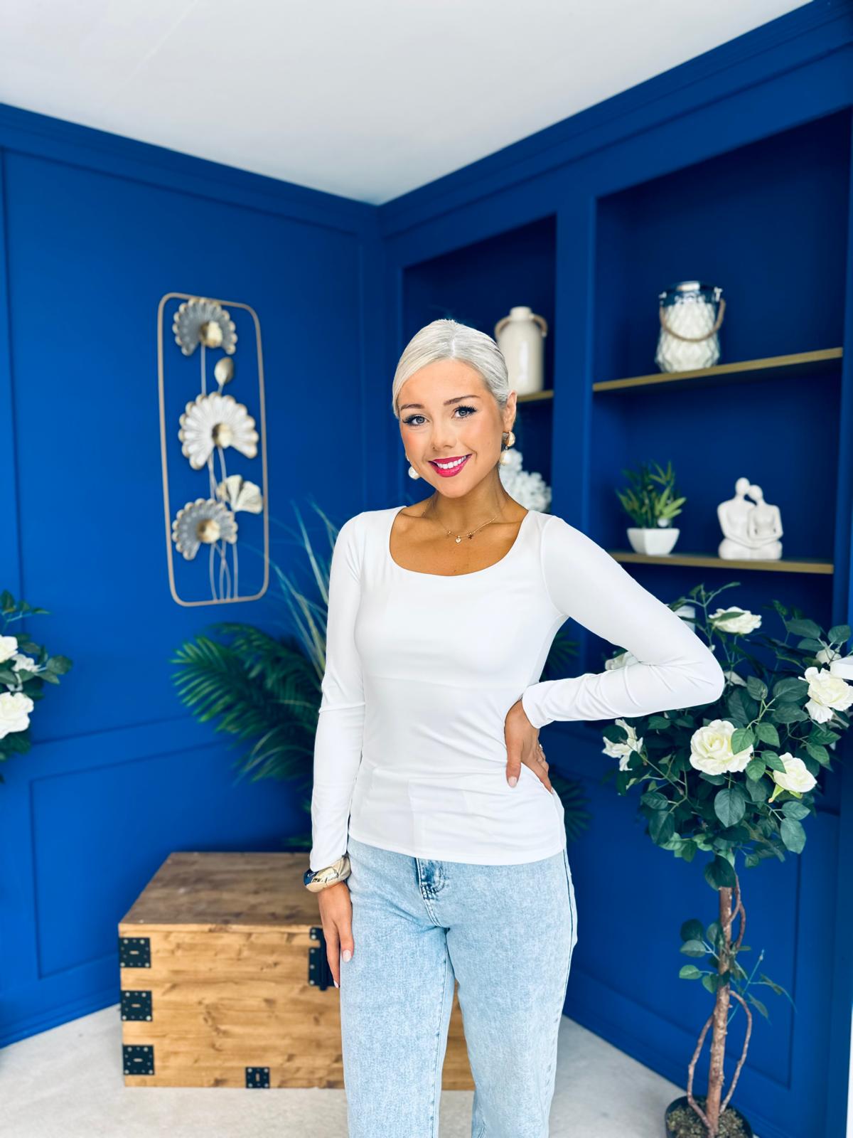 Niamh Long Sleeve Top White