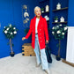 Rachel Button Detail Coat Red