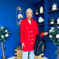 Rachel Button Detail Coat Red