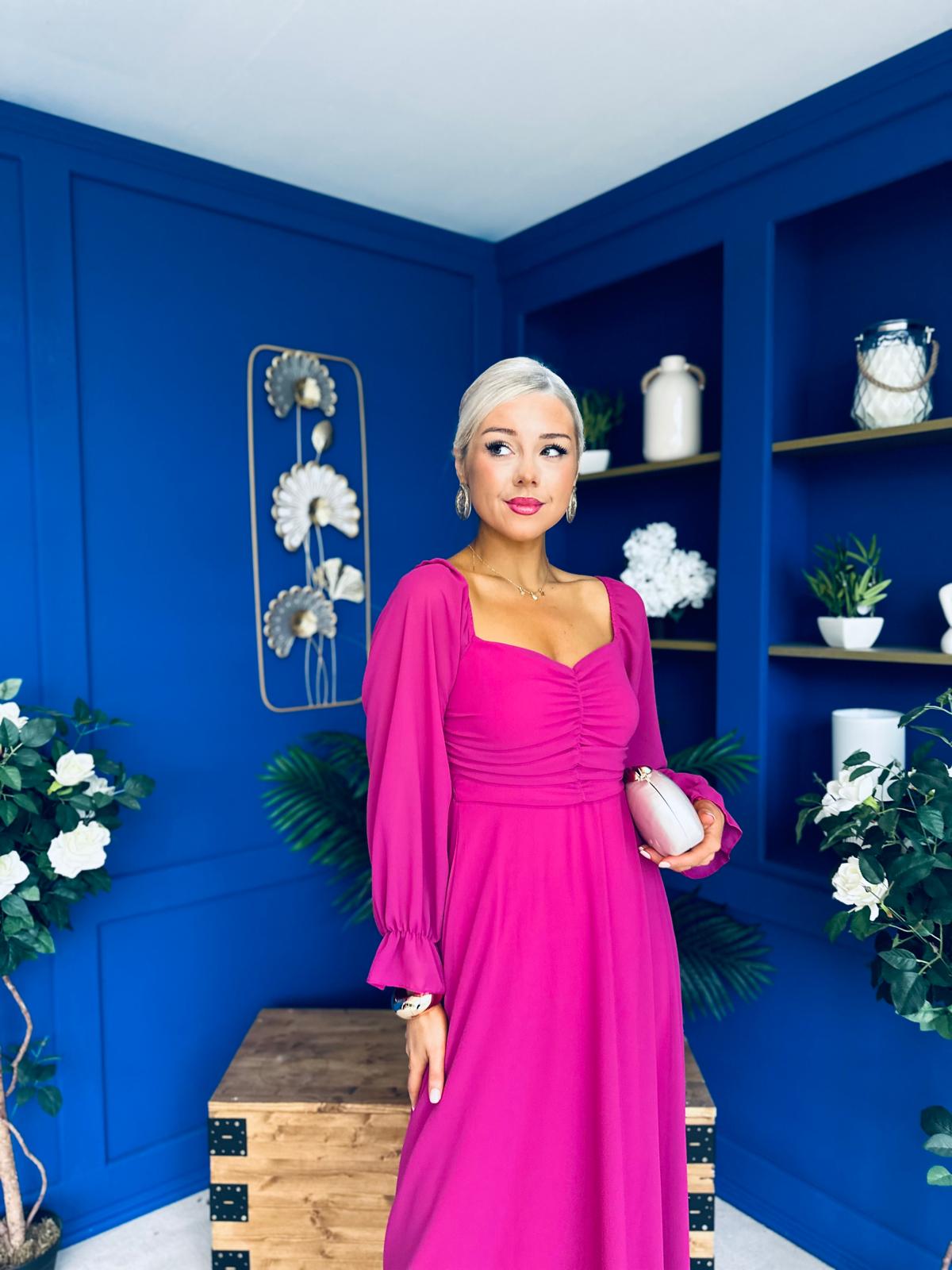 Eire Long Sleeve Midi Dress Berry