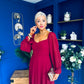 Eire Long Sleeve Midi Dress Wine
