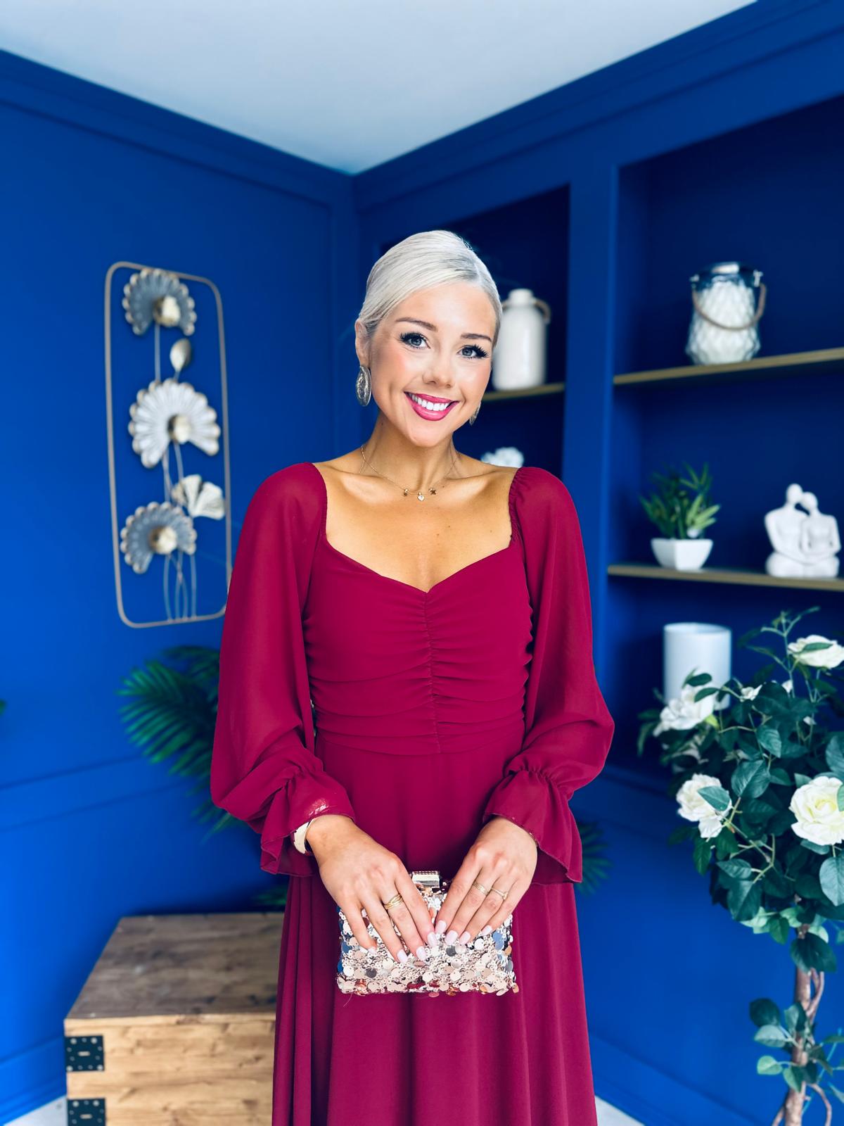 Eire Long Sleeve Midi Dress Wine