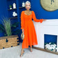 Eire Long Sleeve Midi Dress Amber