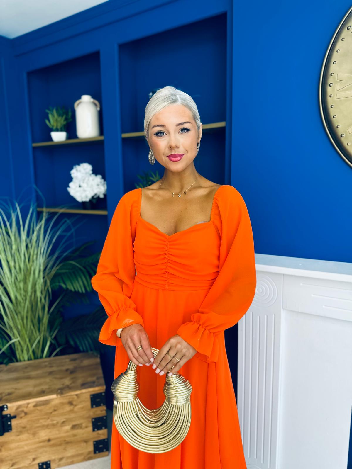 Eire Long Sleeve Midi Dress Amber