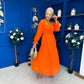 Eire Long Sleeve Midi Dress Amber