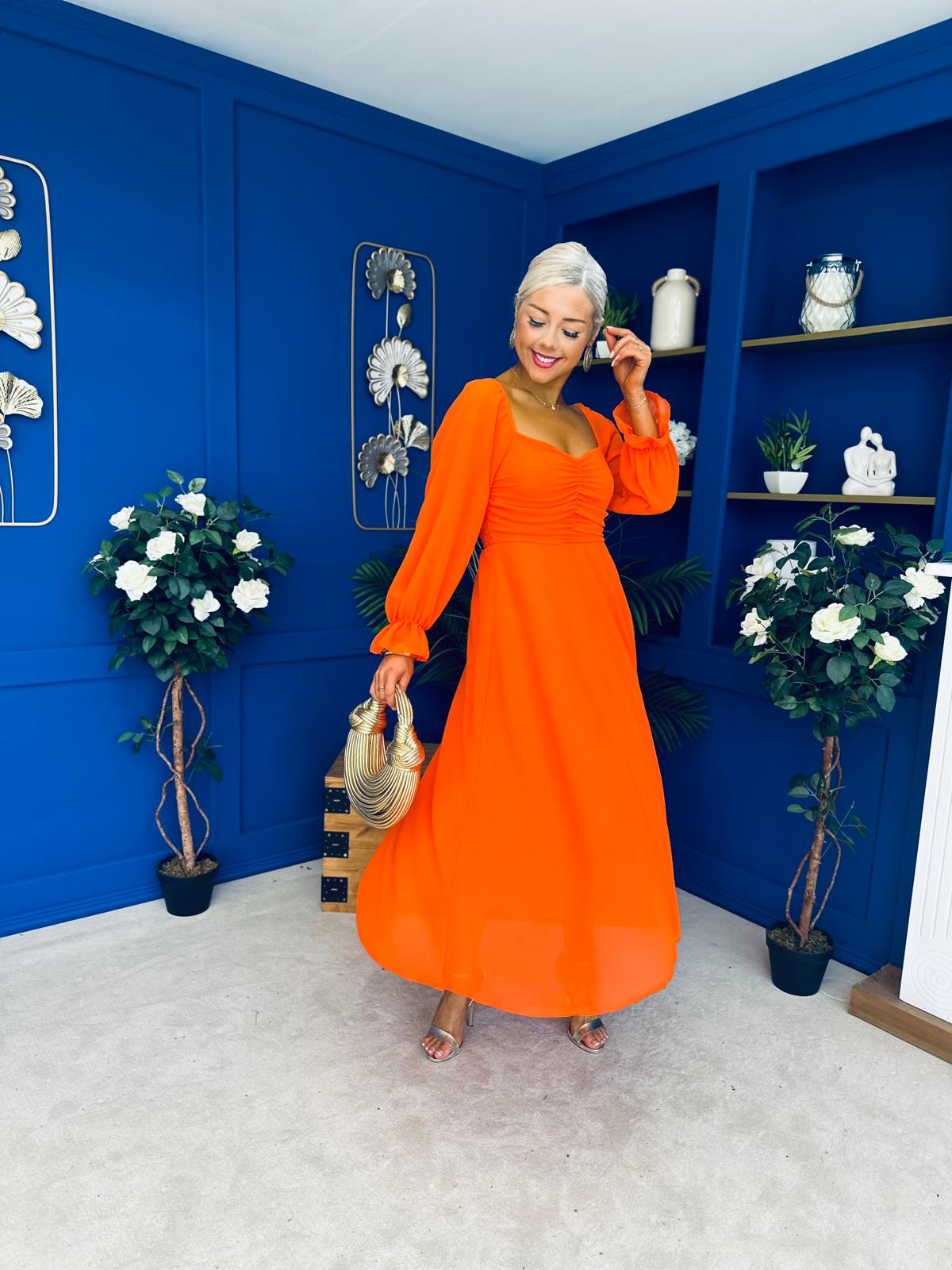 Eire Long Sleeve Midi Dress Amber