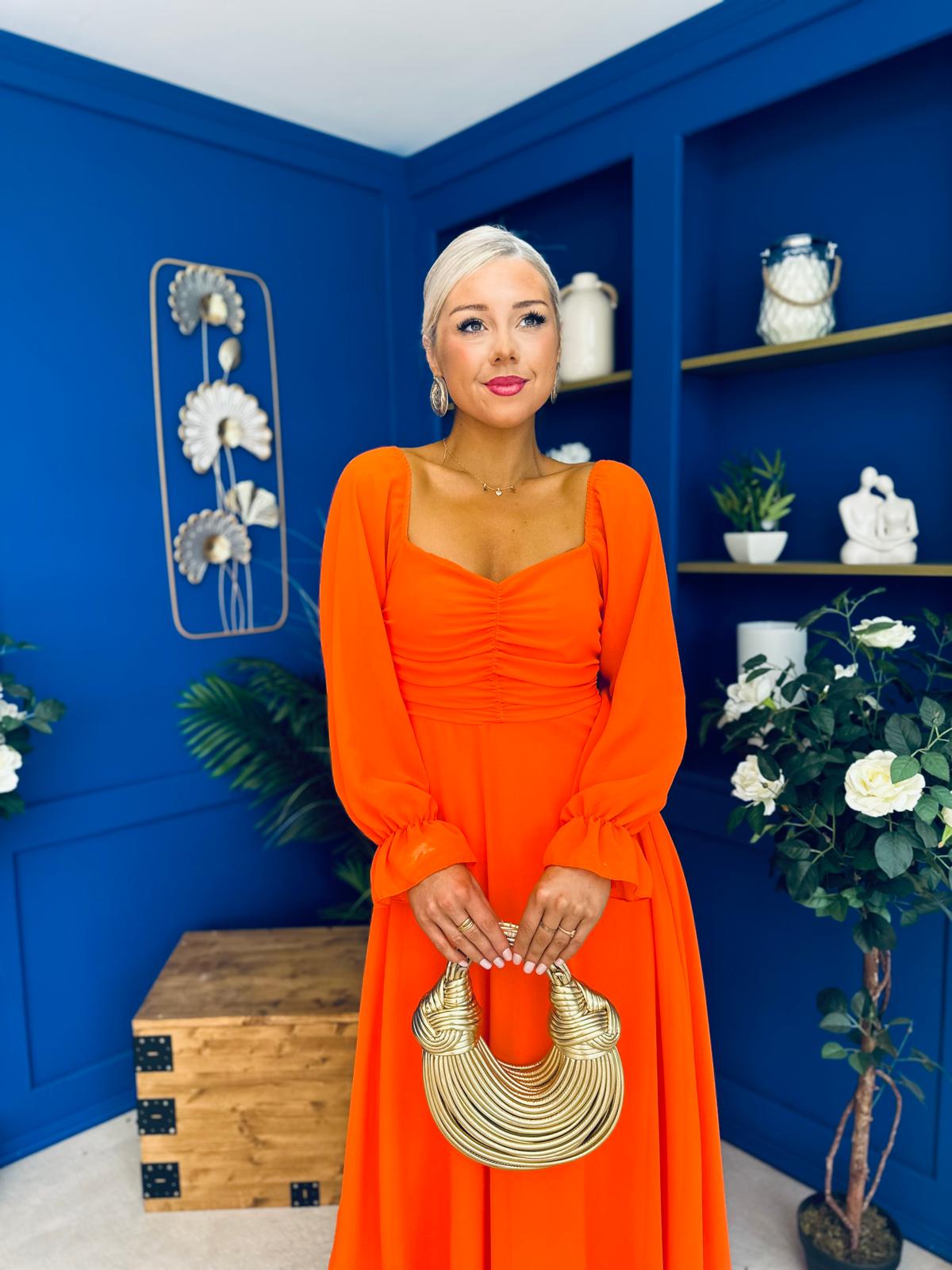 Eire Long Sleeve Midi Dress Amber