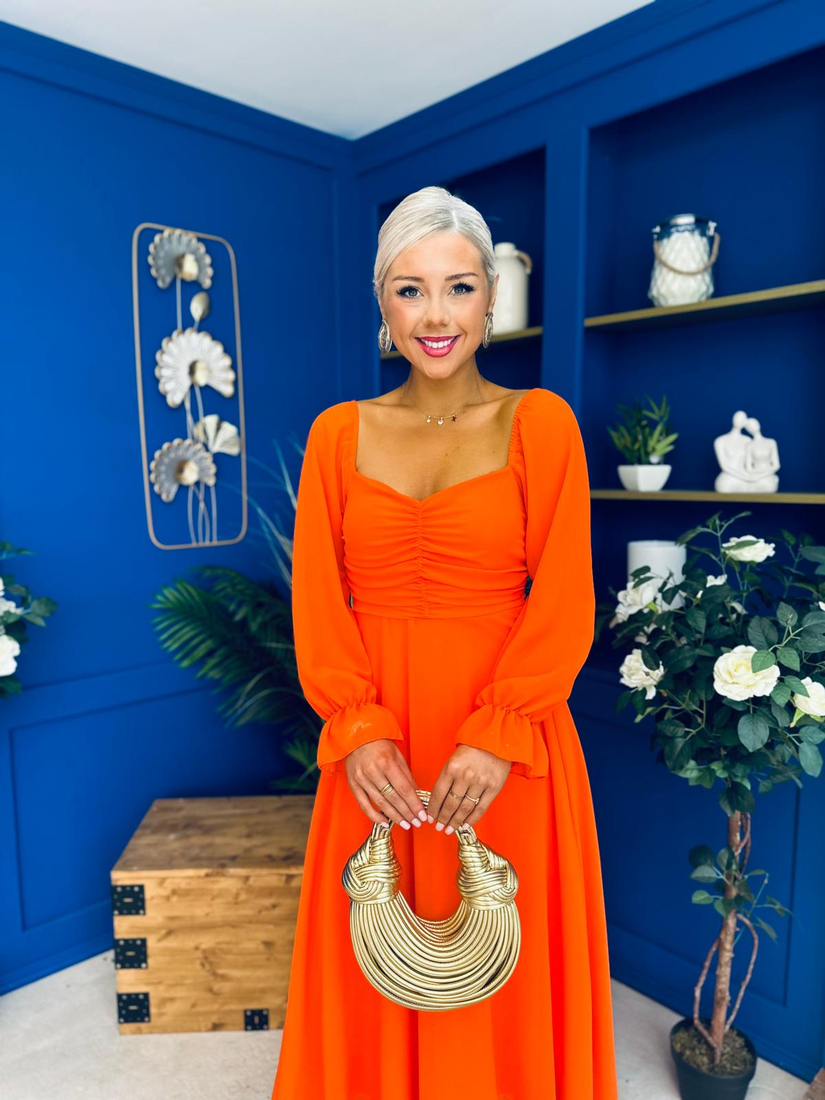 Eire Long Sleeve Midi Dress Amber