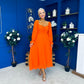 Eire Long Sleeve Midi Dress Amber