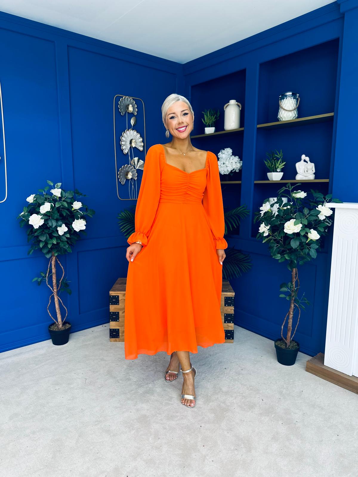 Eire Long Sleeve Midi Dress Amber