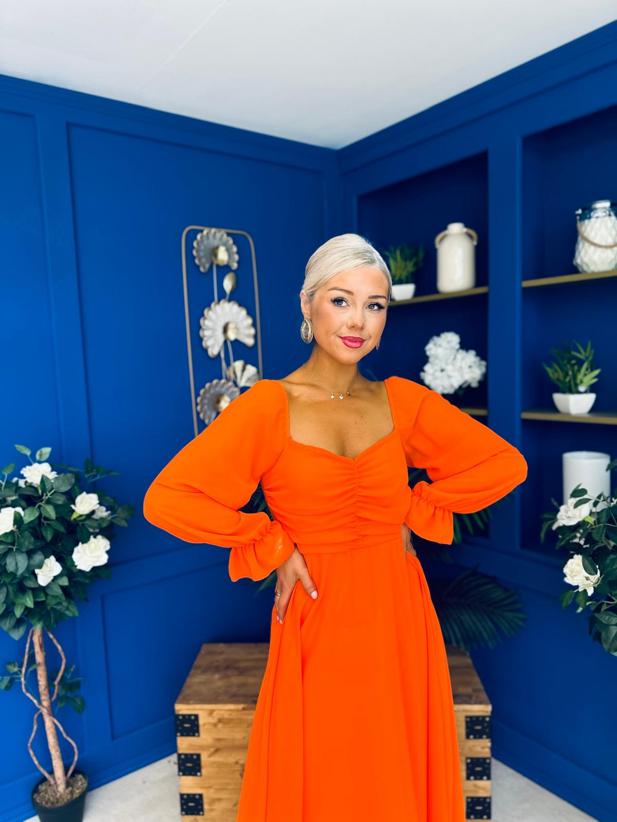 Eire Long Sleeve Midi Dress Amber